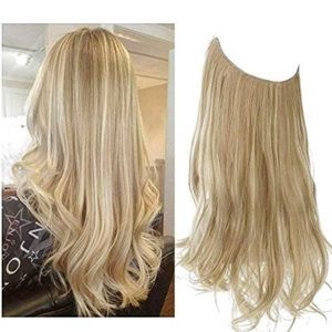 Dirty Blonde Hair Extensions Halo Highlight Wavy Curly